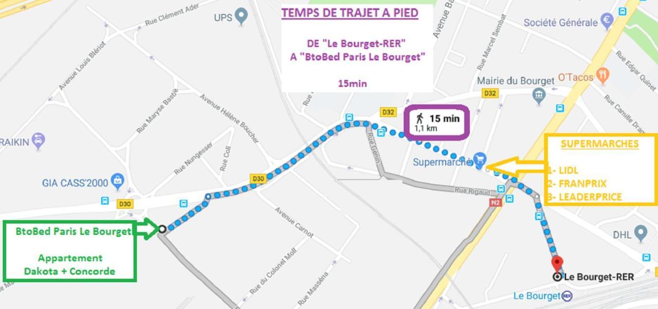 Btobed - Location Professionnelle - 2 Studios Confort - Proche Parc Des Expos Et Stade De France Le Bourget Exterior photo
